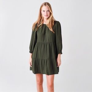 Velvet by Graham & Spencer Mirella Tiered Dress Women's S Dillweed Ruffle Cuffs